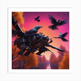 Crows In Flight 6 Art Print