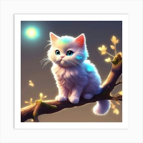 Cute Kitten On A Branch 7 Art Print