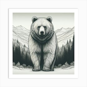 Grizzly Bear Colouring 1 Art Print