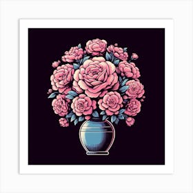 Pink Roses In A Vase 3 Art Print