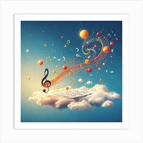 Music Notes In The Clouds Art Print