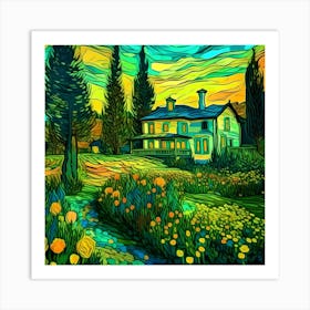 Sunset At The House Art Print