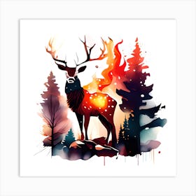 Deer In The Forest Art Print