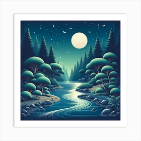 Night In The Forest 4 Art Print