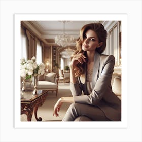 Lovely Woman In A Suit Art Print