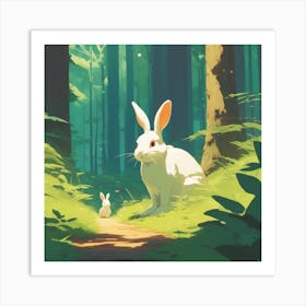 Rabbits In The Woods Art Print