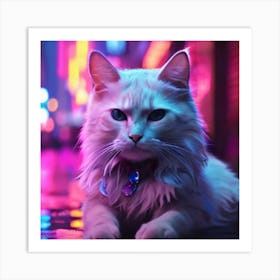 Cat At Night Art Print Art Print