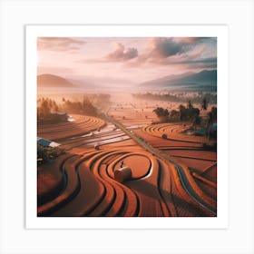 Sunrise Over Rice Fields Art Print