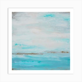 Teal Sea Abstract Painting 1 Square Art Print