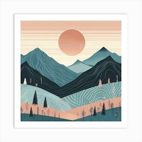 Mountains And Trees Art Print