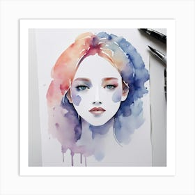 Watercolor Of A Girl 11 Art Print