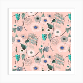 Pink Floral Pattern Art Print
