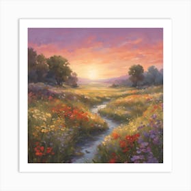 Sunset In The Meadow Art Print