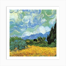 Cypresses In The Wheat Field Art Print