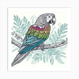 Line Art parrot Art Print