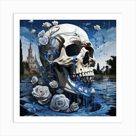 Skull With Roses 4 Art Print