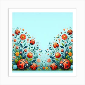 Ladybugs In The Garden Art Print