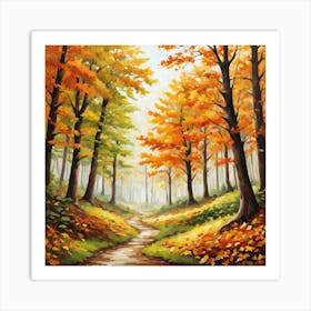 Forest In Autumn In Minimalist Style Square Composition 66 Art Print