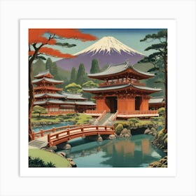 Byodo In Temple Japan Vintage Travel Art 1 Art Print 0 Art Print