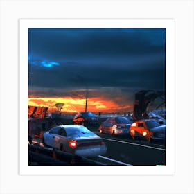 Sunset On The Highway Art Print