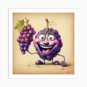 Cartoon Grapes 2 Art Print