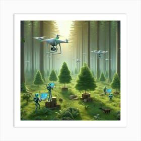 Drones In The Forest 2 Art Print