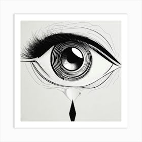 Teardrop Eye Black And White Abstract Art Art Print