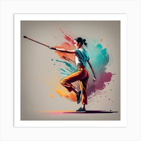 wushu Girl - Martial Arts - Bo Staff 3 Art Print