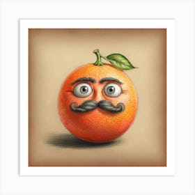 Orange With Mustache 2 Art Print