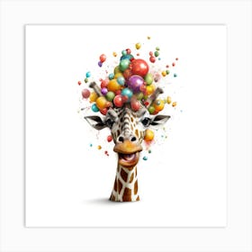 Giraffe With Balloons 3 Art Print