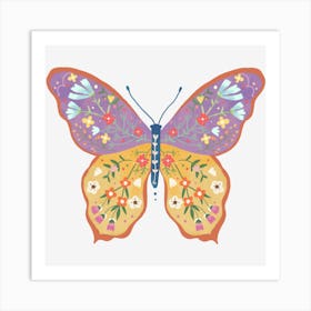 Hand drawn Floral Butterfly 2 Art Print