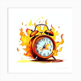 Alarm Clock On Fire 1 Art Print