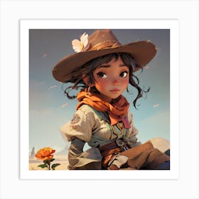 Girl In Cowboy Hat Art Print