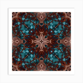 Blue Fractal Mandala Art Print