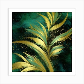 Gold And Green Leaves Art Print