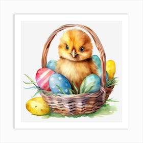 Easter Chick In Basket 6 Art Print