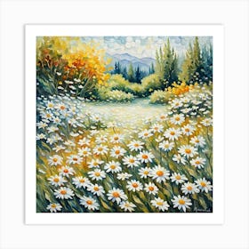 Daisies In The Meadow Art Print