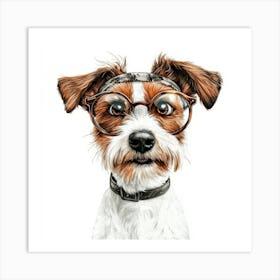 Dog With Glasses 45 Art Print