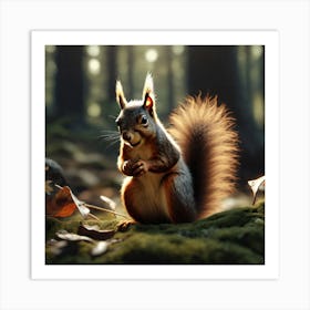 Squirrel In The Forest 310 Art Print