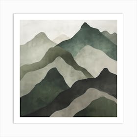 Japanese Watercolour Of Mount Hotaka 2 Art Print