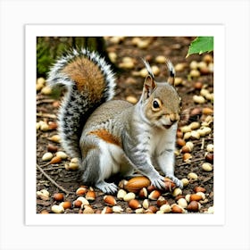 Squirrel Eating Nuts 1 Art Print