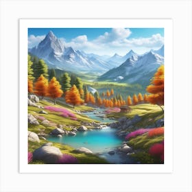 Peaceful Landscape In Mountains Ultra Hd Realistic Vivid Colors Highly Detailed Uhd Drawing Pe (5) Art Print