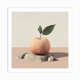 Apple On A Rock Art Print