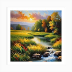 Sunset By The Stream 1 Art Print