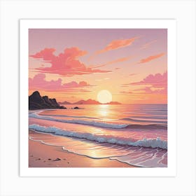 Ocean Sunset Beach Art Print (2) Art Print