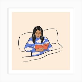 Girl Reading Square Art Print