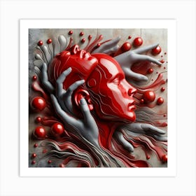 Abstract Red Head Art Print