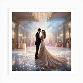 An Ultra Realistic 3d Rendering Of An Opulent Wedding Celebration Lavish Victorian Golden Decorated (3) Art Print