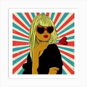 Pop Girl With Sunglasses Art Print