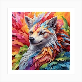 Portrait of a fox in multi colored Fauvism style. Art Print